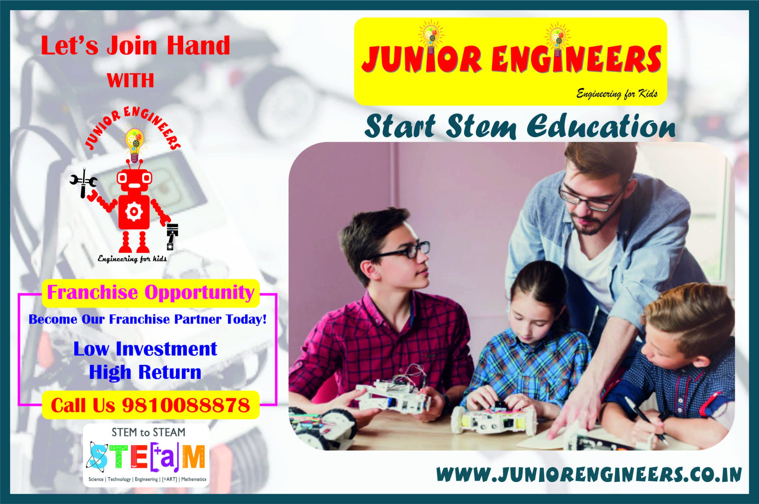 Junior Engineers Robotics and Coding Franchise - Empowering kids with future-ready skills in Robotics, Coding, STEM education, and hands-on learning experiences. Join our Robotics franchise