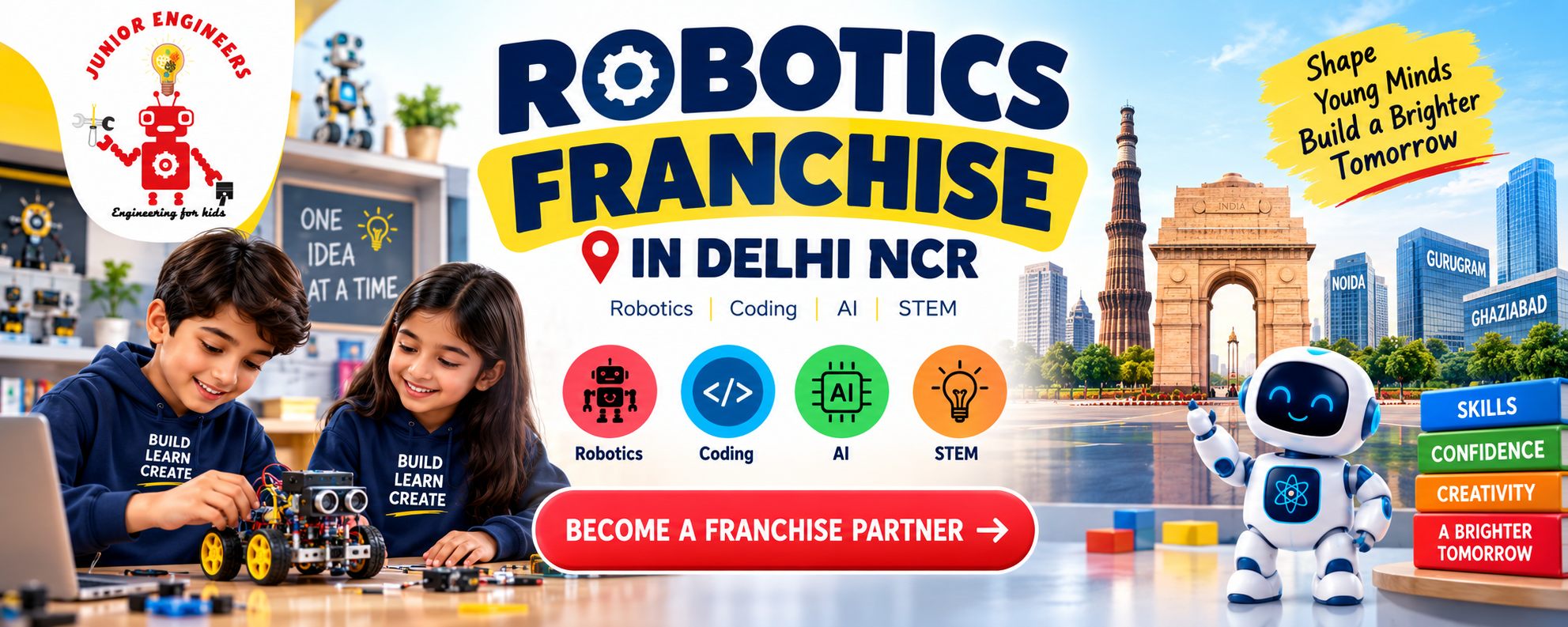 Robotics Franchise in Delhi NCR by Junior Engineers for Robotics, Coding, AI and STEM Education Franchise Opportunities